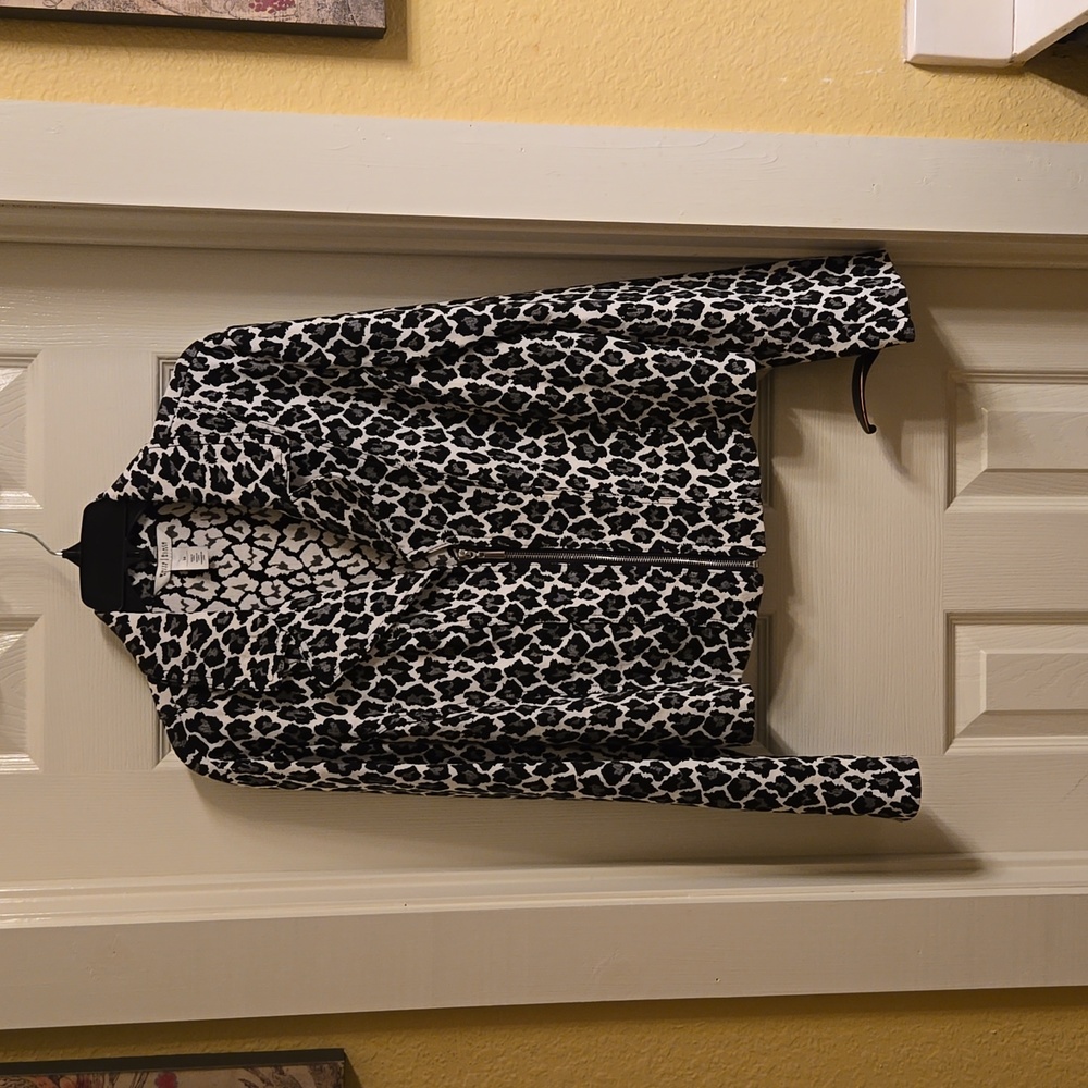 Leopard Print Biker Cut Jacket by White House Black Market